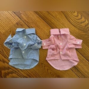 Set of two striped dog cat pet button shirts size M medium in small breeds